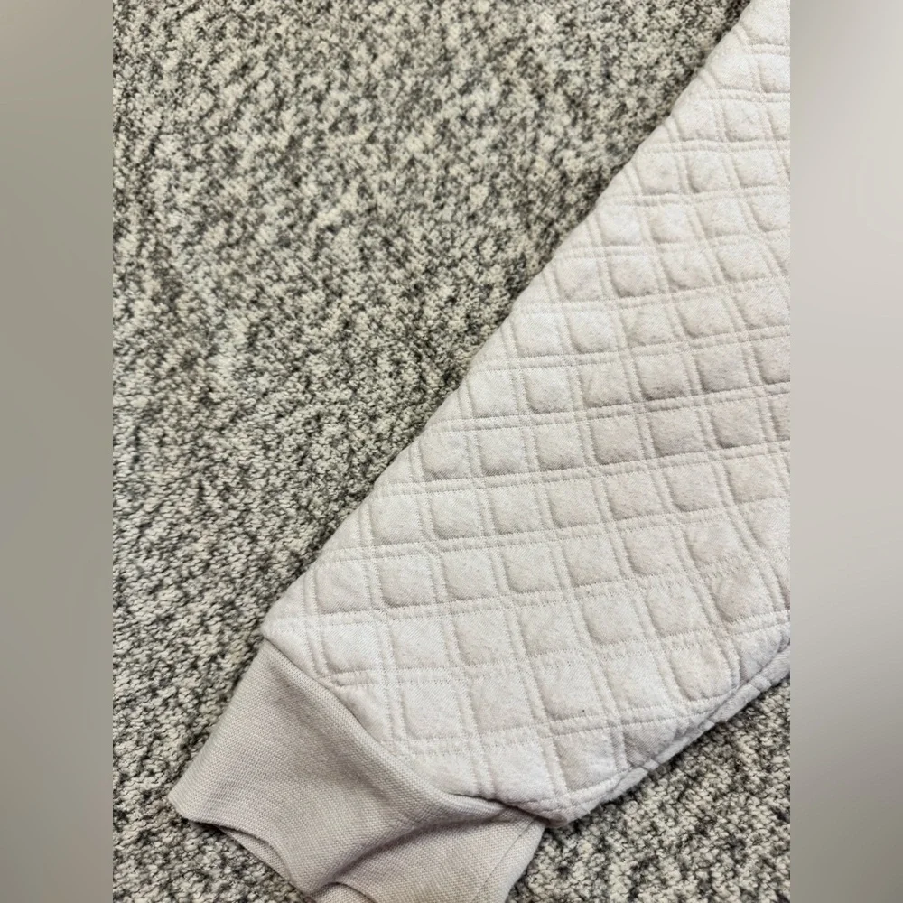 Madewell Quilted Sleeve Hoodie Sweatshirt Ivory/Gray Size Large Style #NB523 - Picture 6 of 9